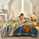 Purple & cream double layer raschel blanket bedroom throw