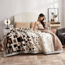 Purple & cream double layer raschel blanket bedroom throw