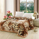 Purple & cream double layer raschel blanket bedroom throw