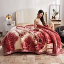 Purple & cream double layer raschel blanket bedroom throw