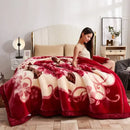 Purple & cream double layer raschel blanket bedroom throw