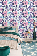 Modish Purple Flowers Wallpaper Chic