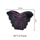 Purple glossy dark butterfly ceramic bow vase living room decor