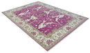Purple, Ivory and Olive Traditional Hand knotted Oriental Oushak 9x12 wool Area Rug