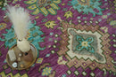 Purple, Ivory, Green and Aqua Hand Knotted Traditional Oushak 9x12 wool Area Rug