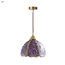 Purple mosaic crystal glass led pendant light living room