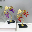 Purple & red crystal grape tree ornaments living room gold vine decor