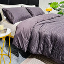 Purple zebra print satin duvet cover set bedroom luxury quilt kit