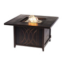 Black Aluminum Fire Table Set with Four Deep Seating Loveseats