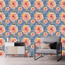 Blue Wallpaper with Roses