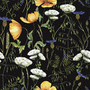 Voguish Dark Wallpaper with Wildflowers