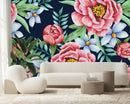 Pink and Blue Flowers Wallpaper
