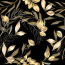 Elegant Dark Wallpaper with Gold Leaves Vogue