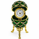 Green Enamel Pinecone Royal Inspired Imperial Easter Egg with Clock Surprise