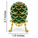 Green Enamel Pinecone Royal Inspired Imperial Easter Egg with Clock Surprise