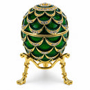 Green Enamel Pinecone Royal Inspired Imperial Easter Egg with Clock Surprise