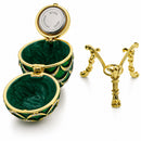 Green Enamel Pinecone Royal Inspired Imperial Easter Egg with Clock Surprise