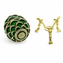 Green Enamel Pinecone Royal Inspired Imperial Easter Egg with Clock Surprise
