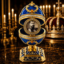 Blue Enamel Scrolls Royal Inspired Easter Egg