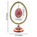 Red Enamel Jeweled Easter Egg in the Egg Shaped Display Holder Figurine