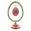 Red Enamel Jeweled Easter Egg in the Egg Shaped Display Holder Figurine