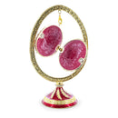 Red Enamel Jeweled Easter Egg in the Egg Shaped Display Holder Figurine