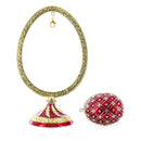 Red Enamel Jeweled Easter Egg in the Egg Shaped Display Holder Figurine