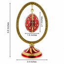 Red Enamel Jeweled Easter Egg in the Egg Shaped Display Holder Figurine
