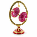 Red Enamel Jeweled Easter Egg in the Egg Shaped Display Holder Figurine