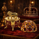 Golden Lion in the Jeweled Cage Egg Figurine