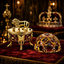 Golden Lion in the Jeweled Cage Egg Figurine