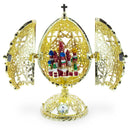 Bejeweled Orthodox Church Easter Egg Golden Figurine