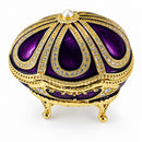 Bejeweled Purple Enamel Egg Figurine with Clock
