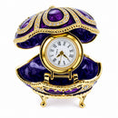 Bejeweled Purple Enamel Egg Figurine with Clock