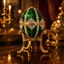 Crystal Rhombus on Green Enamel Royal Inspired Imperial Egg 3.15 Inches