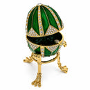 Crystal Rhombus on Green Enamel Royal Inspired Imperial Egg 3.15 Inches
