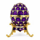 Jeweled Golden Arches on Purple Enamel Royal Inspired Imperial Easter Egg 2.25 Inches