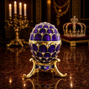 Jeweled Golden Arches on Purple Enamel Royal Inspired Imperial Easter Egg 2.25 Inches