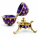 Jeweled Golden Arches on Purple Enamel Royal Inspired Imperial Easter Egg 2.25 Inches