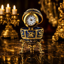 Blue Enamel Royal Inspired Imperial Easter Egg with Clock Surprise