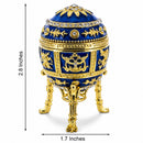 Blue Enamel Royal Inspired Imperial Easter Egg with Clock Surprise