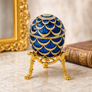 Blue Enamel Pinecone Royal Inspired Imperial Easter Egg with Clock
