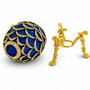 Blue Enamel Pinecone Royal Inspired Imperial Easter Egg with Clock