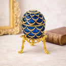 Blue Enamel Pinecone Royal Inspired Imperial Easter Egg with Clock