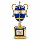 1895 Blue Serpent Clock Royal Imperial Easter Egg 7 Inches