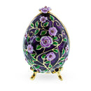 Purple Garden Flowers Royal Inspired Metal Easter Egg 2.75 Inches