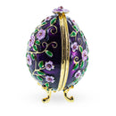Purple Garden Flowers Royal Inspired Metal Easter Egg 2.75 Inches