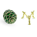 Green Enamel Pinecone Royal Inspired Imperial Easter Egg with Clock Surprise