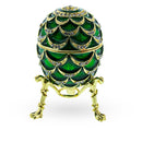 Green Enamel Pinecone Royal Inspired Imperial Easter Egg with Clock Surprise