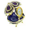 Bejeweled Purple Enamel Egg Figurine with Clock